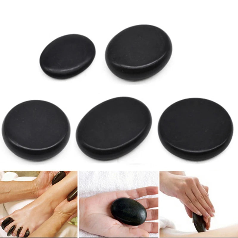 1/5Pcs Hot Stone Massage SPA Basalt Stone Relieve Stress Back Pain Therapy Massage Stone Back Massage Hot Compress Massage Tools