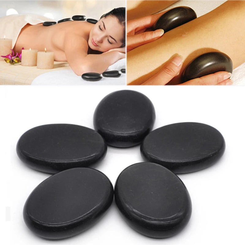 1/5Pcs Hot Stone Massage SPA Basalt Stone Relieve Stress Back Pain Therapy Massage Stone Back Massage Hot Compress Massage Tools